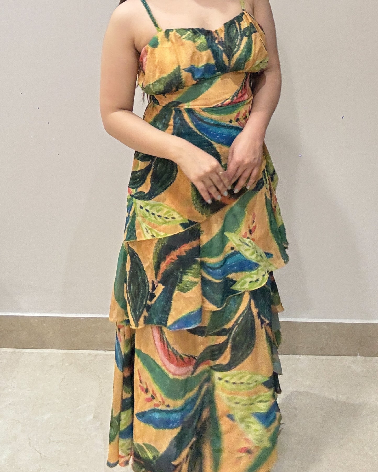 Beige Bahamas Ruffle Dress