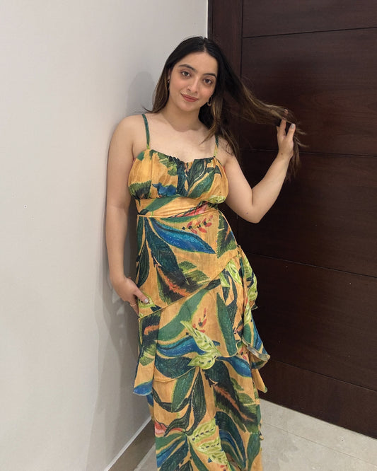 Beige Bahamas Ruffle Dress