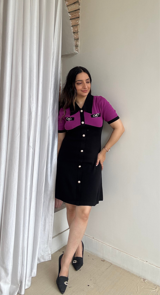 Purple Knit Aline Dress