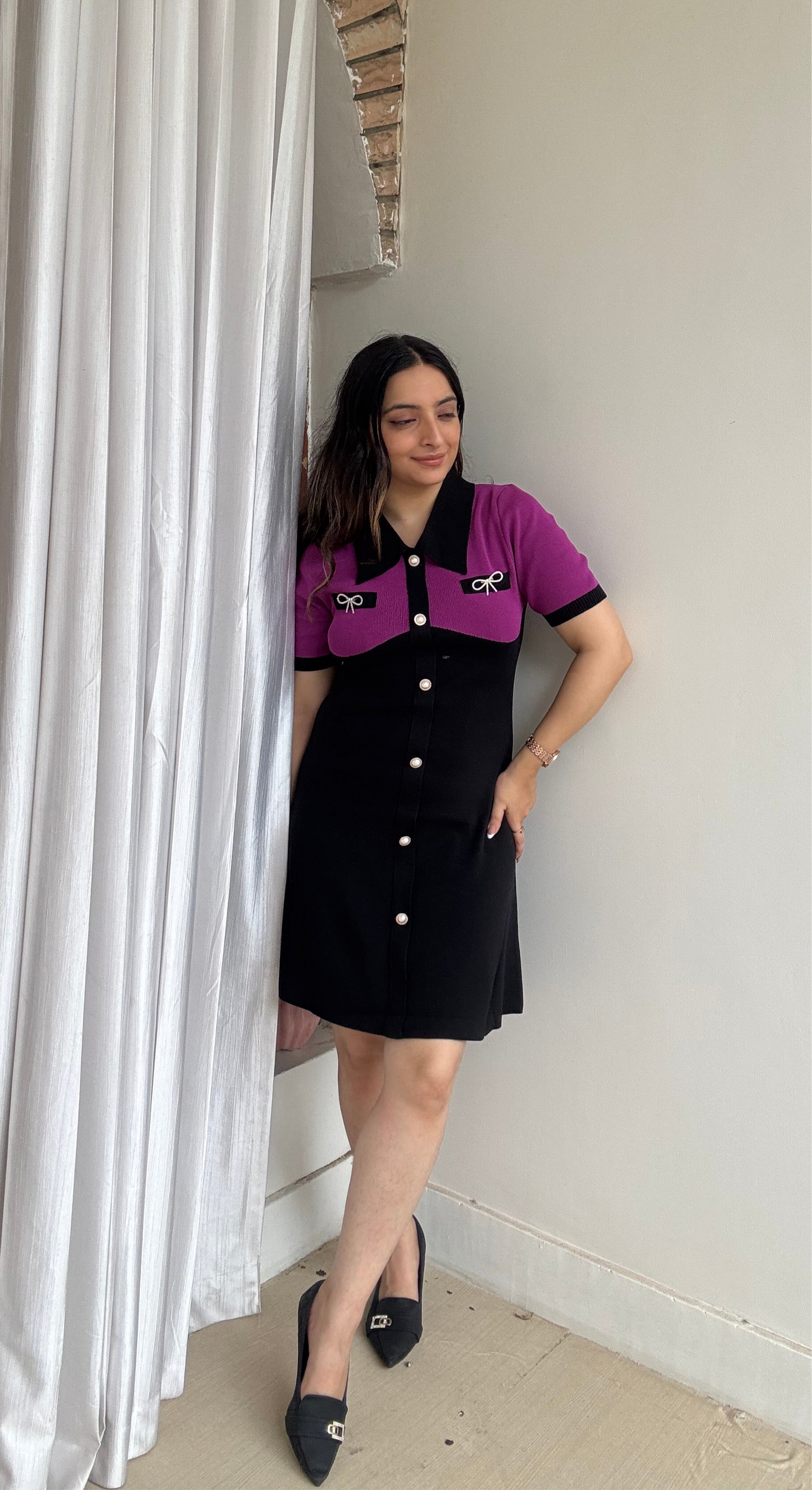 Purple Knit Aline Dress