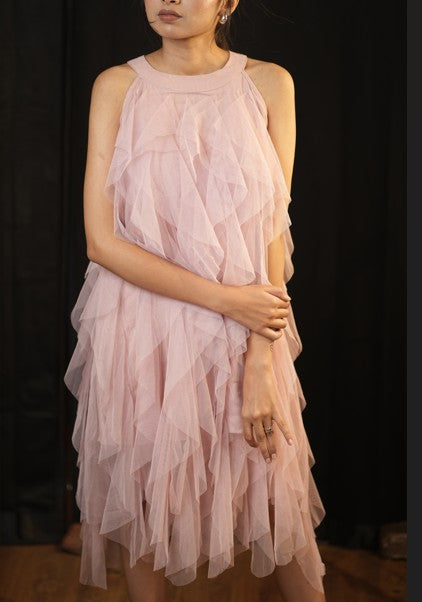 Blush Pink Tulle Frill Dress