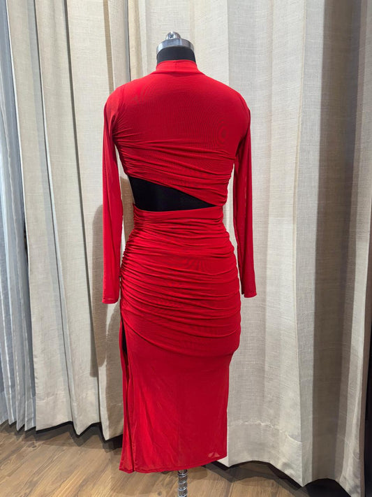 Red Mesh Edge Dress