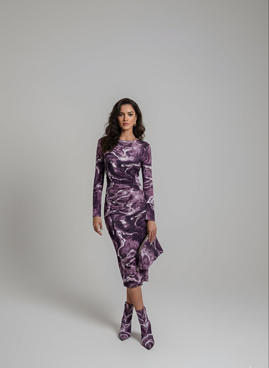 Purple Marble Bodycon Dress