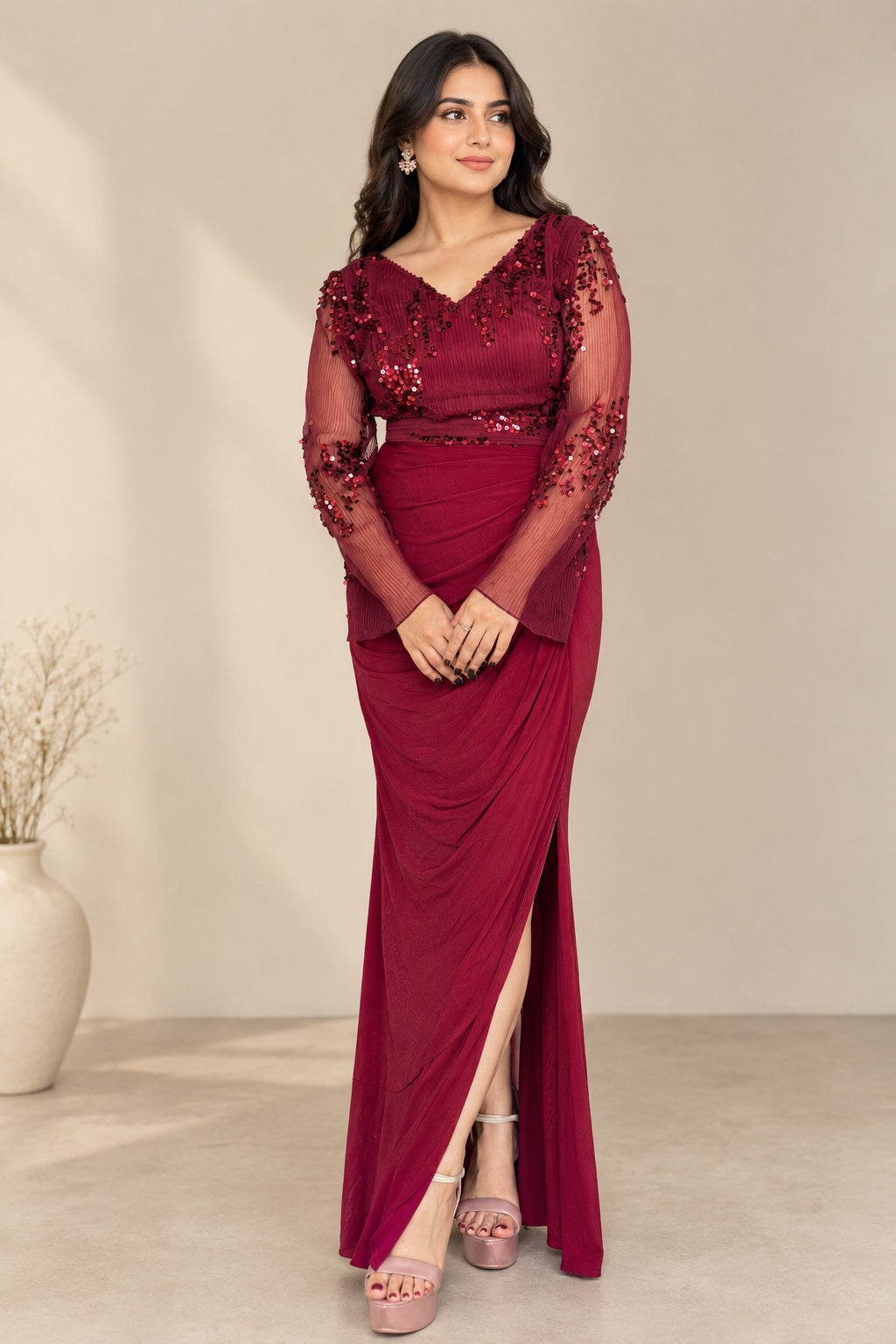 Cherry Noir Drape Dress