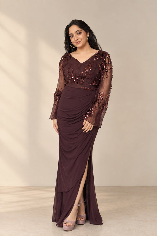 Mocha Noir Drape Dress