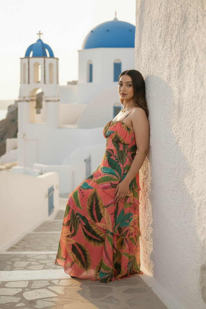 Coral Bahamas Ruffle Dress