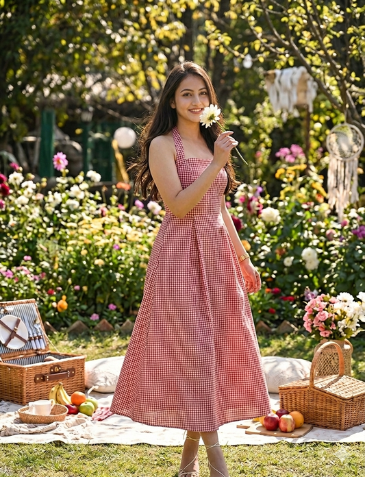 Red Gingham Halter dress