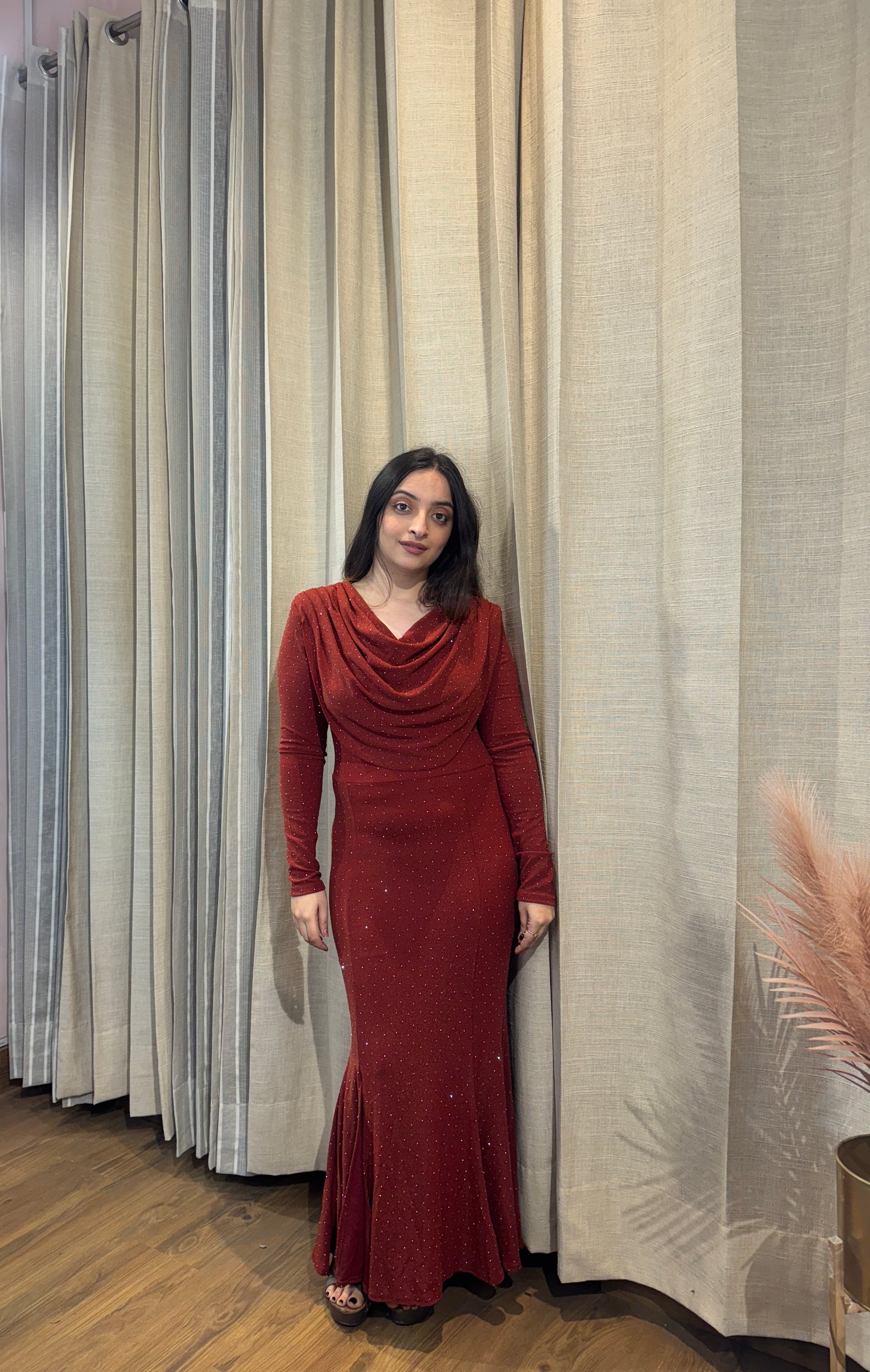 Rust Orange Swarovski Dress