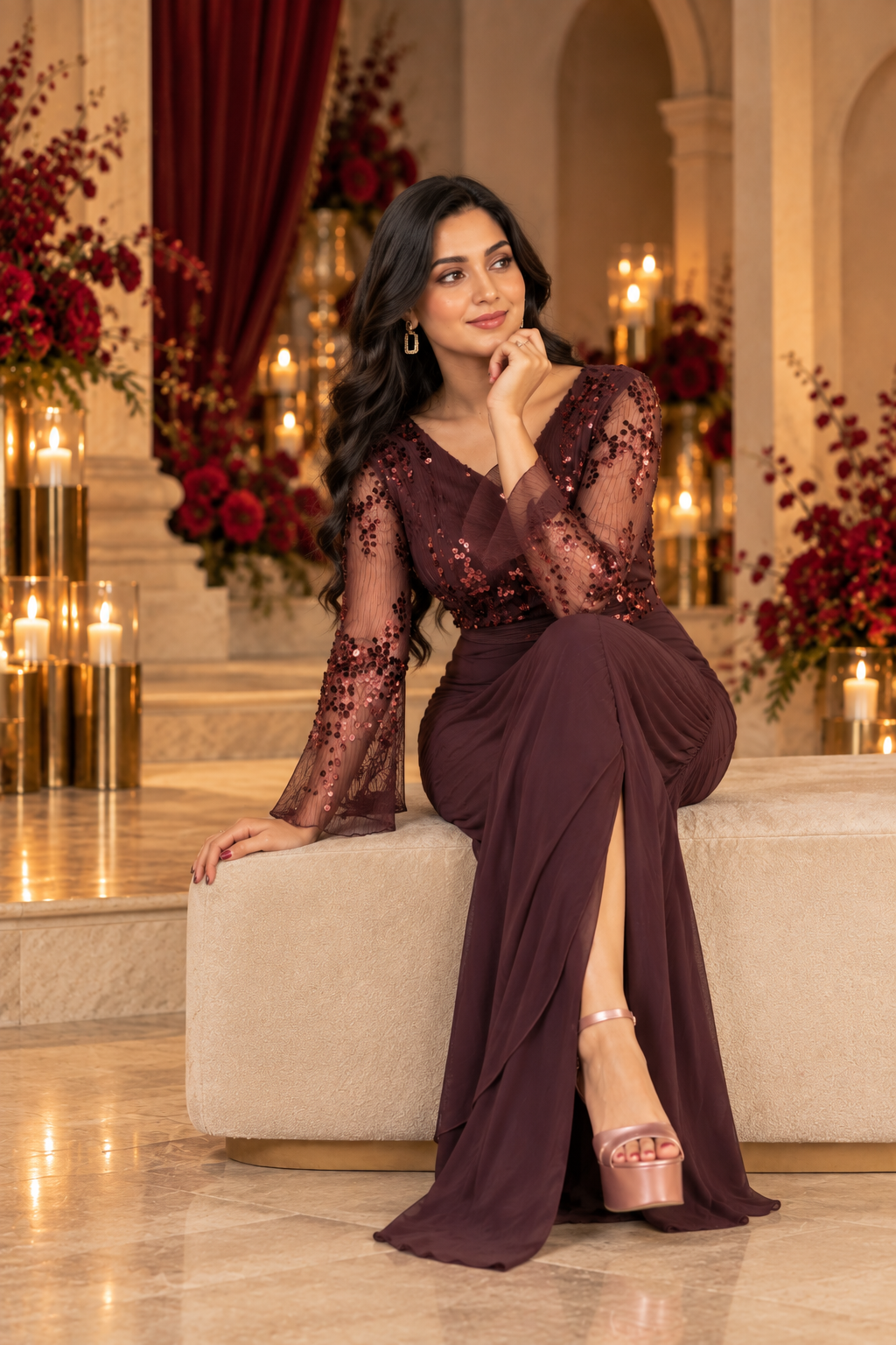 Mocha Noir Drape Dress