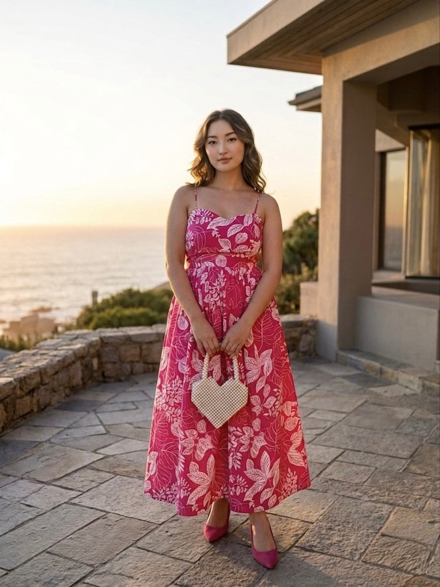Pink Floral Criss Cross Back Dress