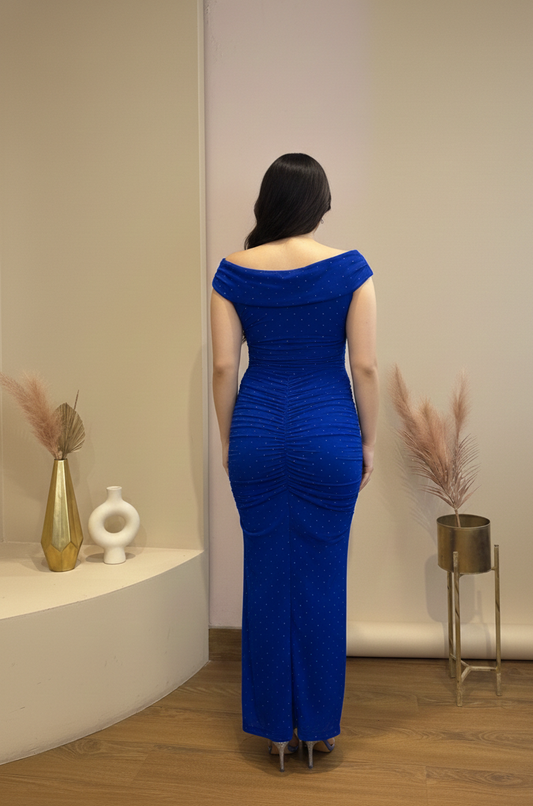 Blue Ruched Swarovski Dress