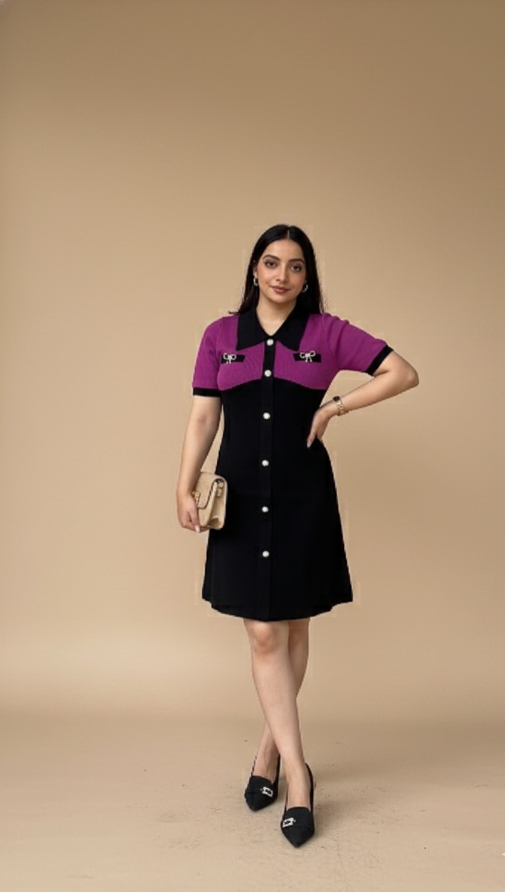 Purple Knit Aline Dress