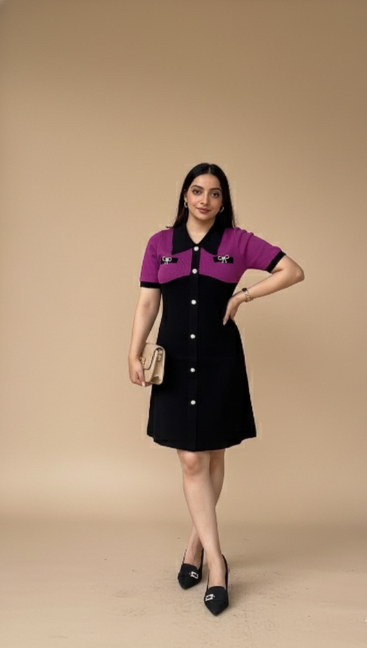 Purple Knit Aline Dress