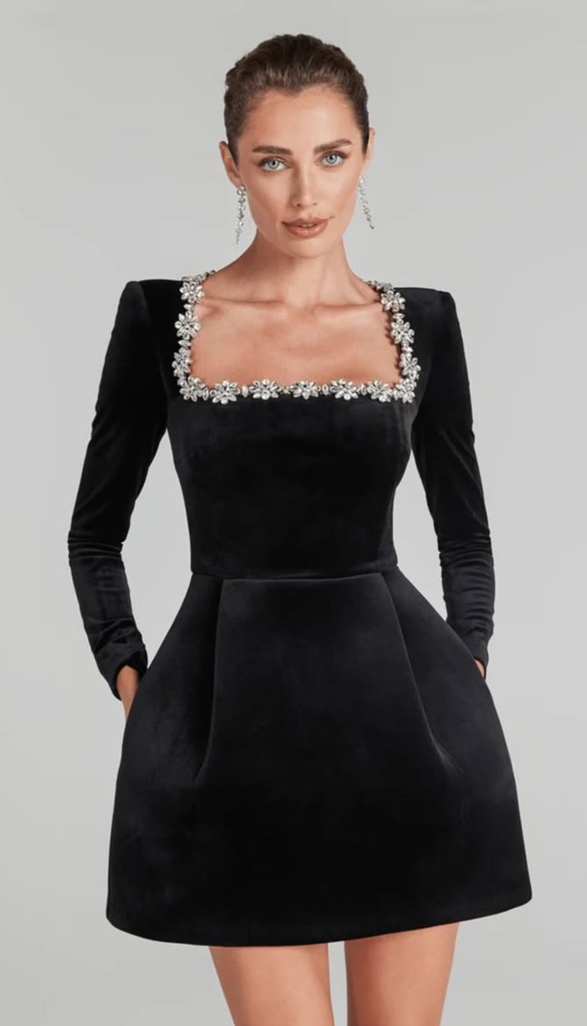 Black Velvet embellished dress