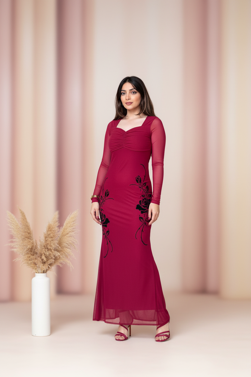 Maroon Rosa Dress