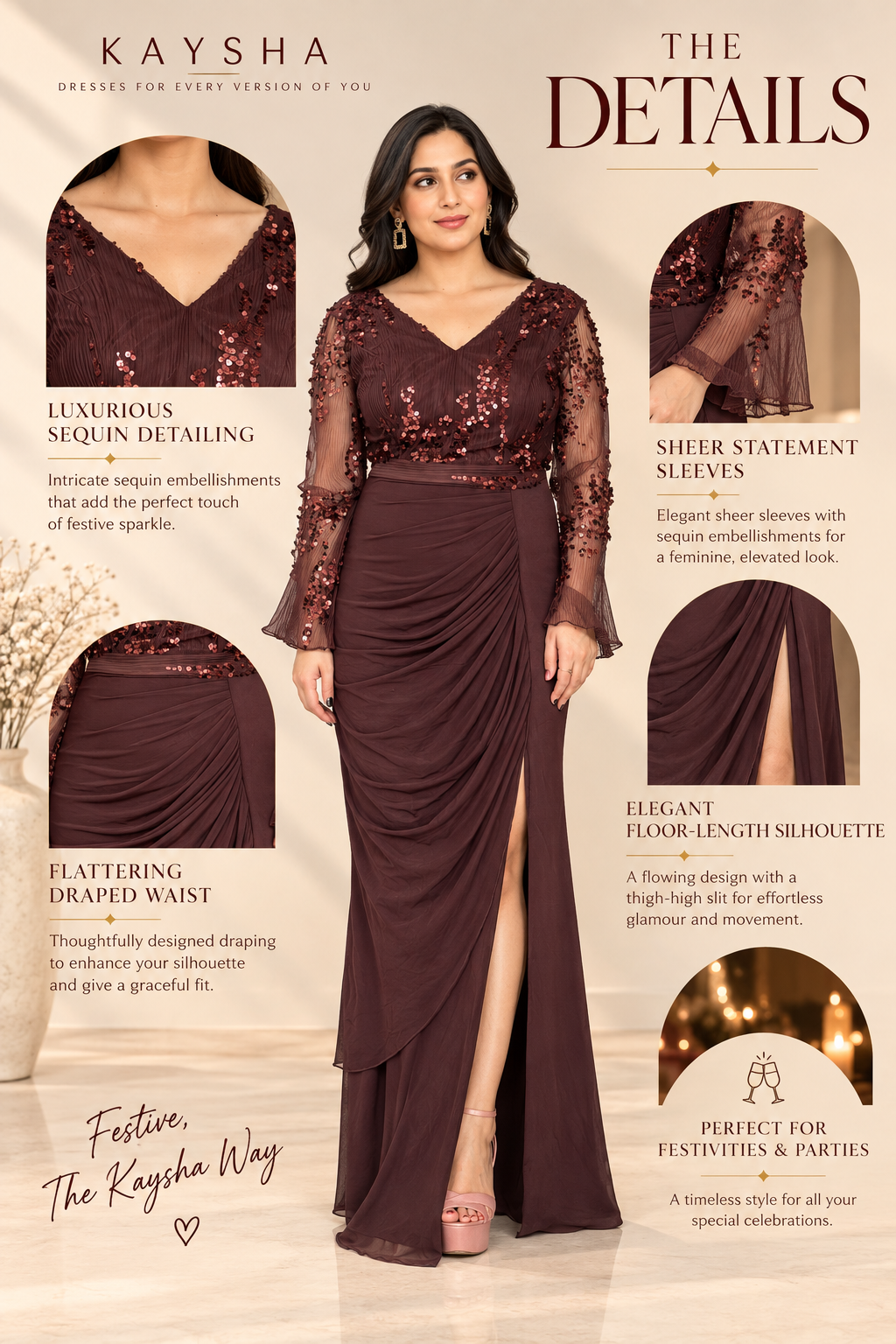 Mocha Noir Drape Dress