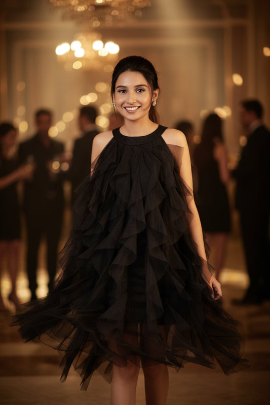 Black Tulle Frill Dress