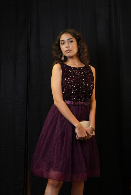 Wine Starlight Tulle Dress