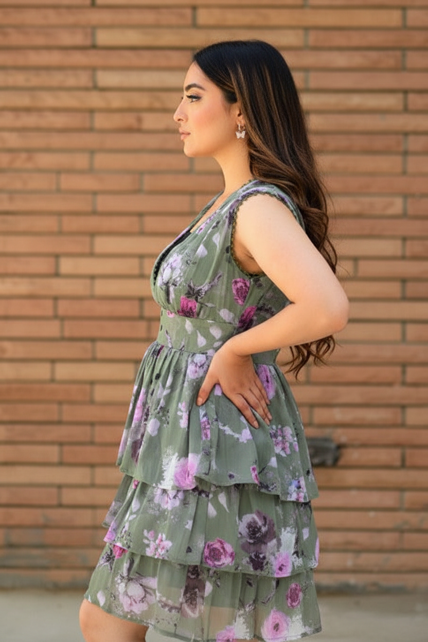 Green Floral Loop Dress