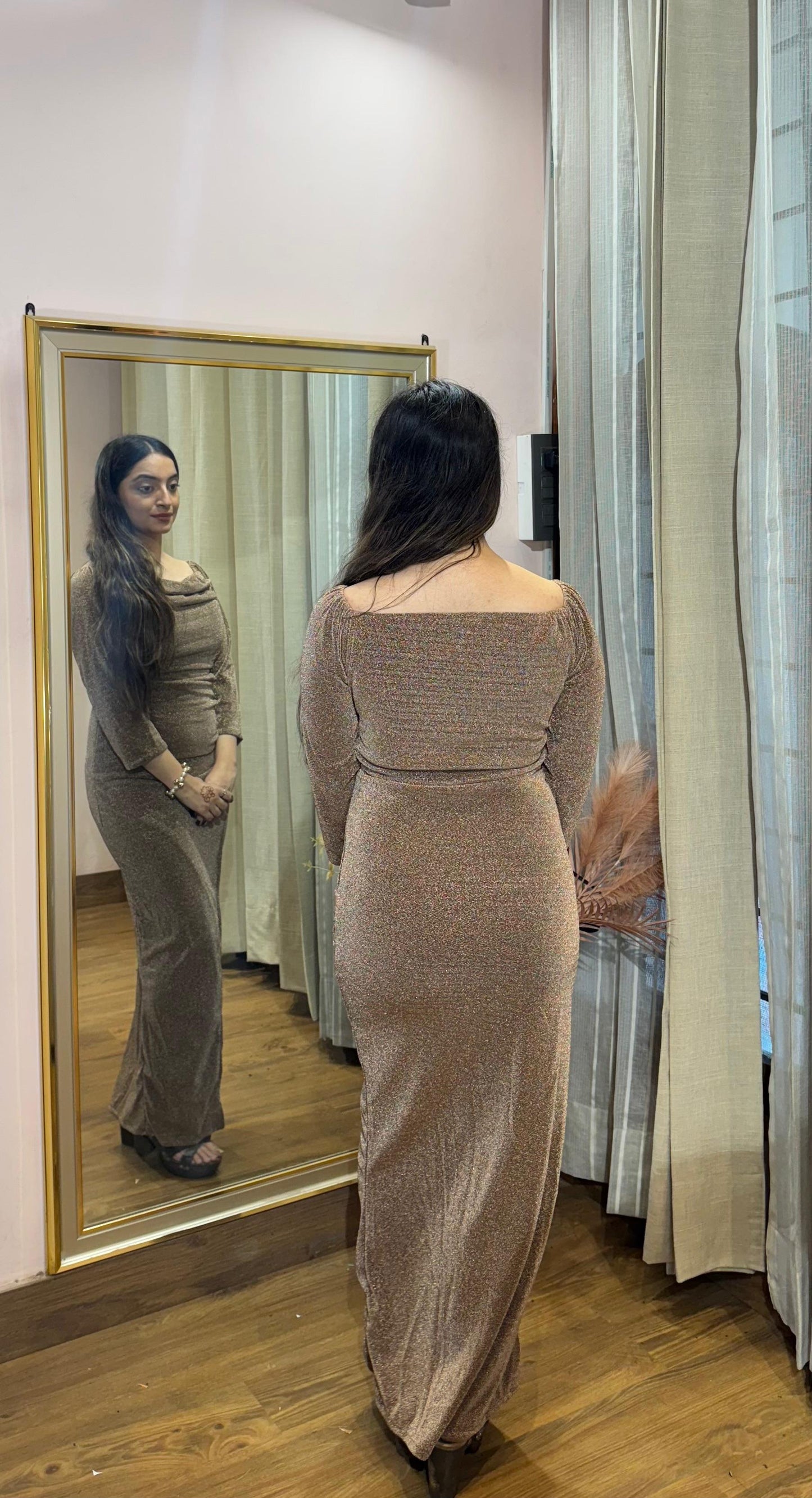 Gold Self Shimmer Dress