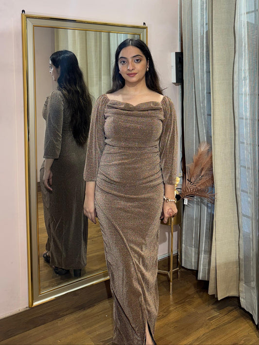 Gold Self Shimmer Dress