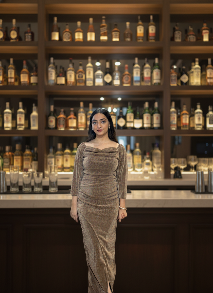 Gold Self Shimmer Dress