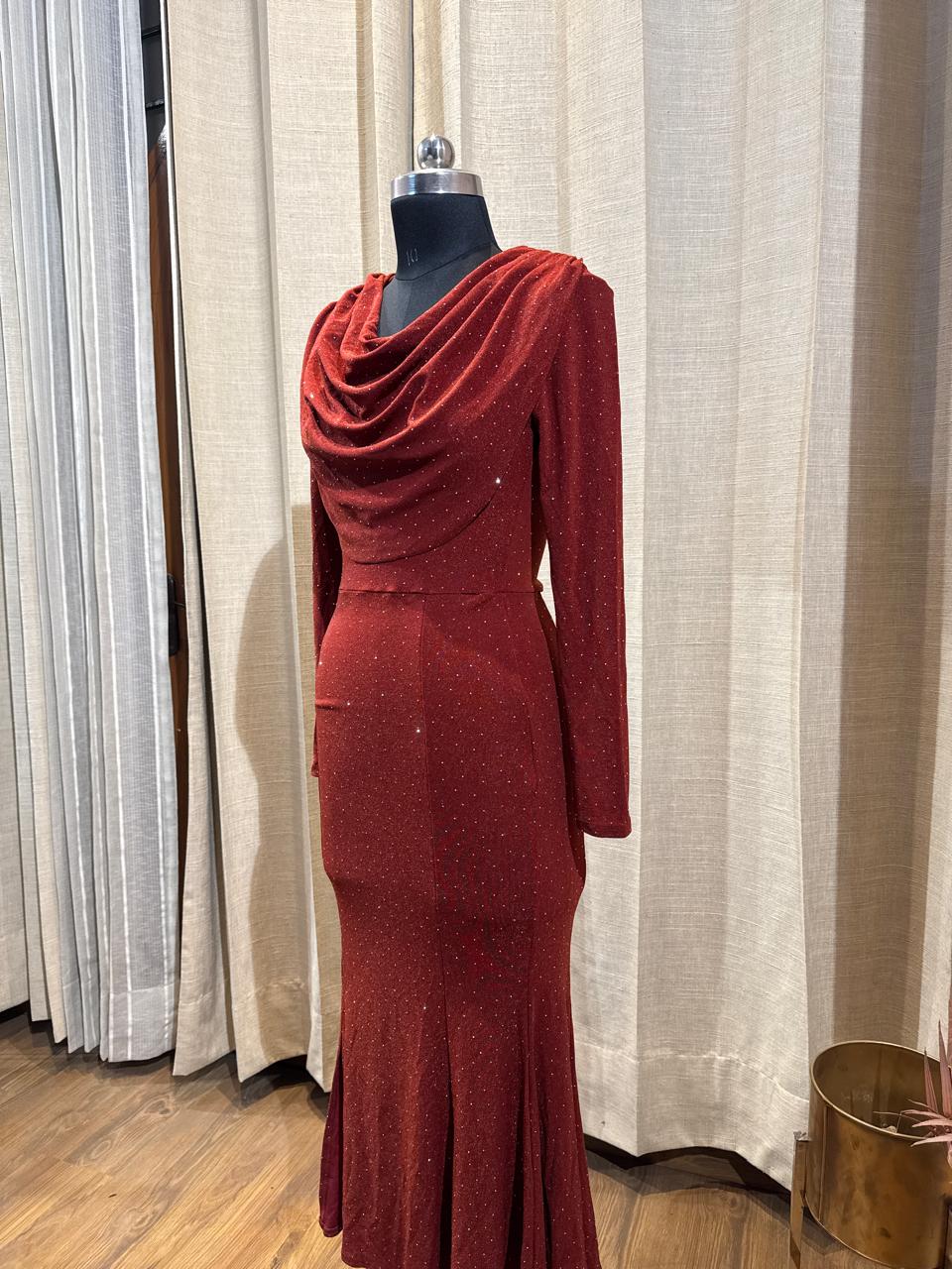 Rust Orange Swarovski Dress