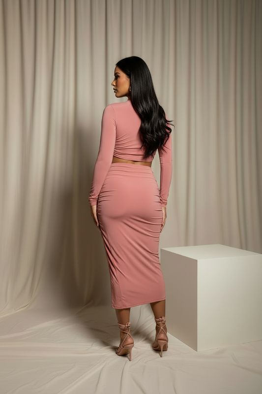 Peach Mesh Edge Dress