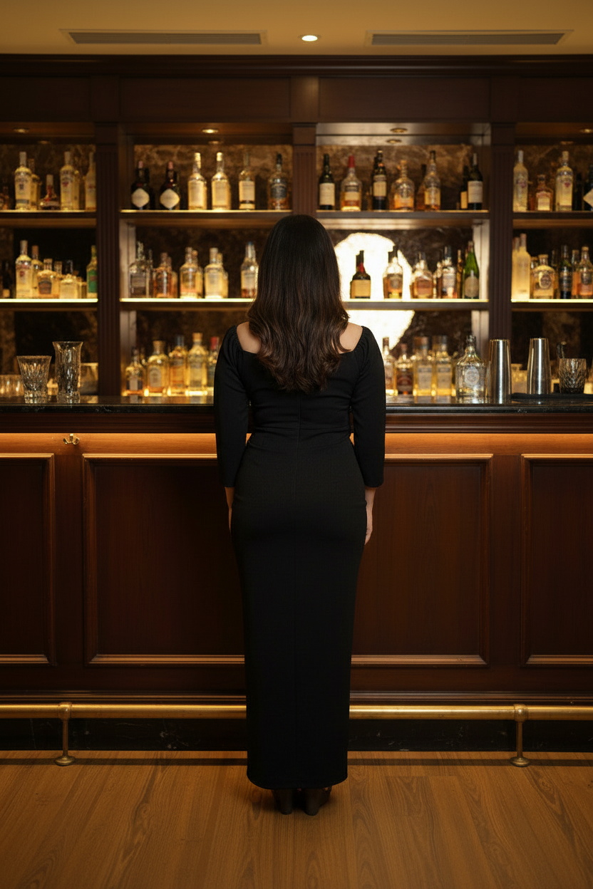 Black Self Shimmer Dress