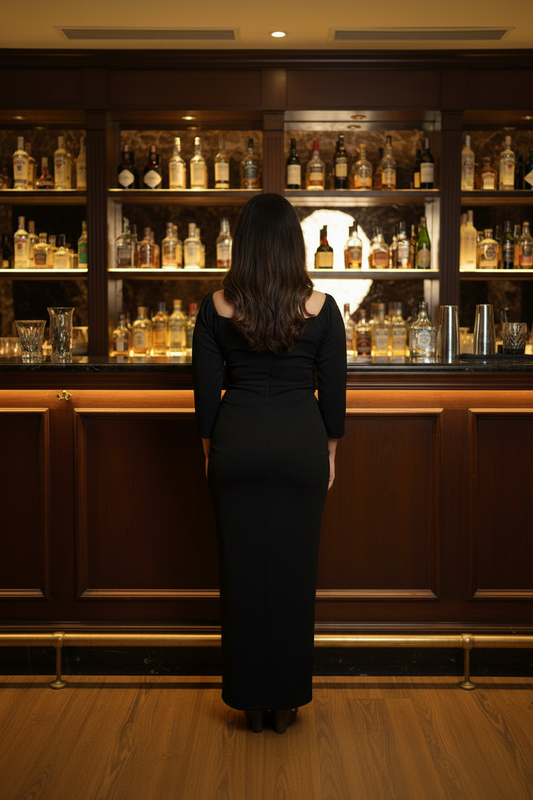 Black Self Shimmer Dress