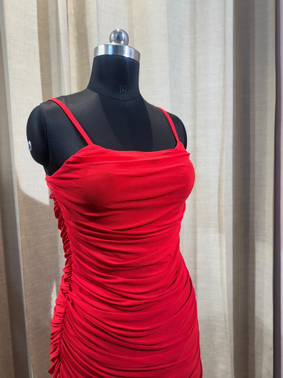 Red Ruche Muse Dress