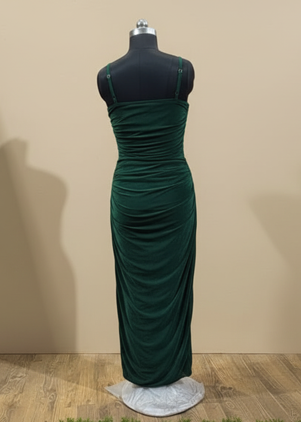 Dark Green Ruche Muse Dress