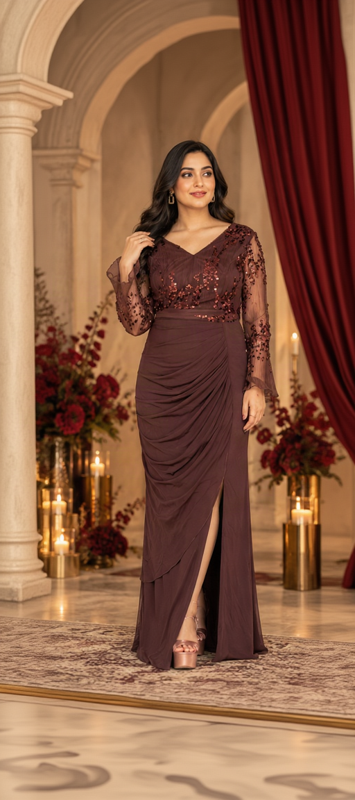 Mocha Noir Drape Dress